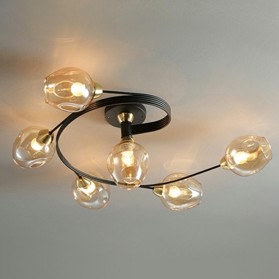 Contemporary Style Glass Ceiling Light Metal Twisted Arm 12
