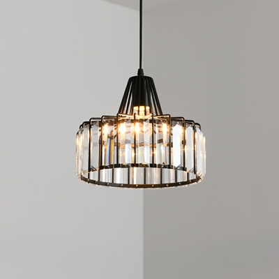 Crystal Luxury LED Pendant Light Modern Style Iron Cage Shaped Hanging Light for Living Room