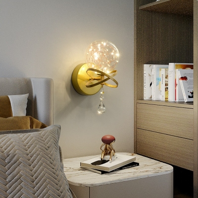 Gypsophila Globe Wall Sconce Light Contracted Modern Metal and Glass Shade Indoor Wall Light