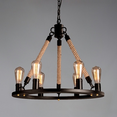 Industrial Style Chandelier 6 Head Ceiling Chandelier for Bar Cafe Clothing Store