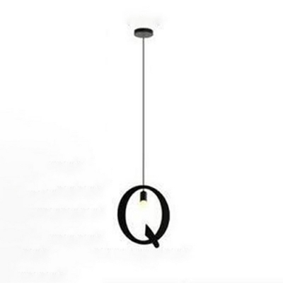 Industrial Style Pendant Light Metal 1 Light Hanging Lamp in Black for Restaurant