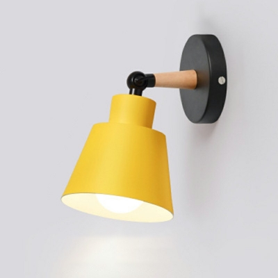 Macaron Style Wall Light 1 Light Iron Wall Lamp Iron Barrel Shade for Child Bedroom