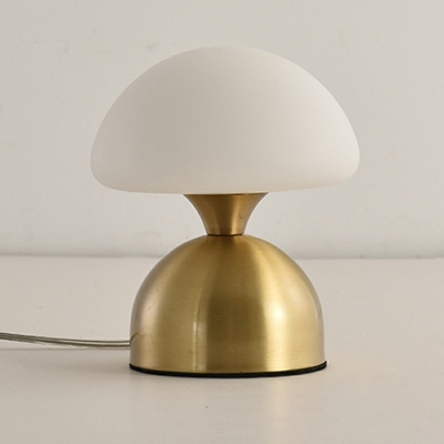 Mini Table Lamp Bedside Nightstand Light White Glass 1-Bulb Postmodern Table Lamp in Gold