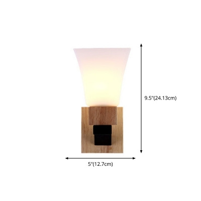 Minimalistic Style Wood Wall Mount Light Fixture White Shaded Wall Sconce Light for for Bedroom