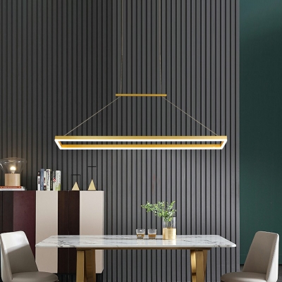 Modern Rectangle Shape Island Lighting Dining Room LED Golden Island Pendant Metal Island Light