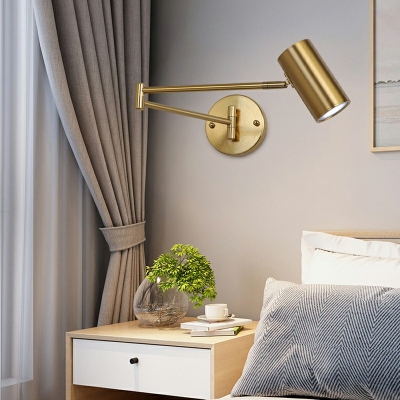Modern Style Cylinder Shade Wall Lamp Metal 1 Light Wall Light for Bedroom