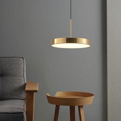 Modern Style LED Hanging Light Acrylic Metal Round Pendant Light for Living Room