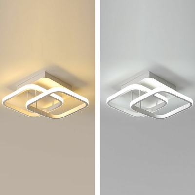 Modern Style Rectangle Shaped Semi Flush Mount Light Acrylic 2 Light Ceiling Light for Bedroom