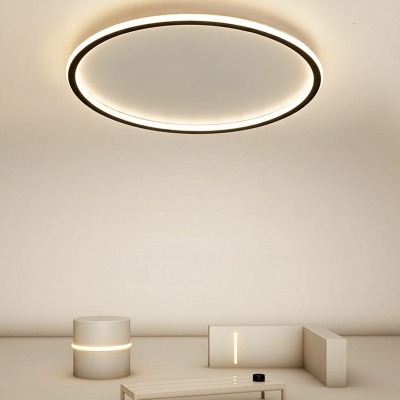 Modern Style Ring Shaped Flush Mount Light Metal 1 Light Ceiling Light for Living Room
