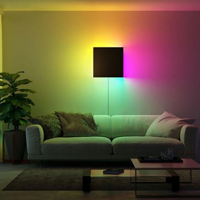 Modern Style Wall Light LED Fixture RGB Dimmable Ambient Eclipse LED Wall Sconce in Black for Bedroom