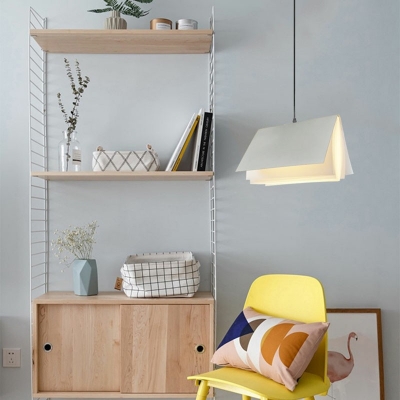 Nordic Style LED Hanging Light Macaron Metal Book Shaped Pendant Light for Bedroom Bedside