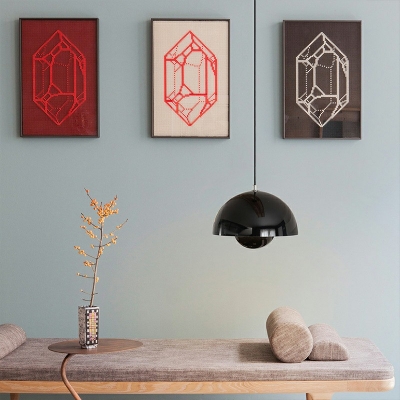 One-Light Hanging Light Hemisphere Art Deco Living Room Pendant Light Fixtures