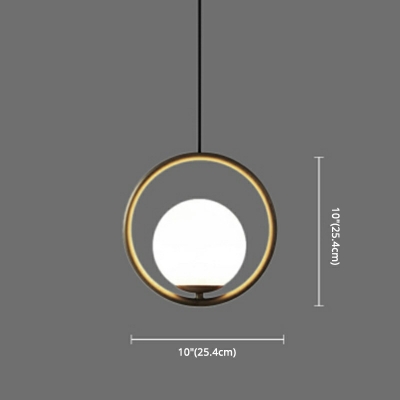 Postmodern Style Globe Hanging Light Metal Shade Glass Pendant Light for Bedside Coffee Shop