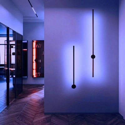 RGB LED Wall Sconce Light Modern Style Black Long Strip Decorative Aluminum Bar Wall Lamp
