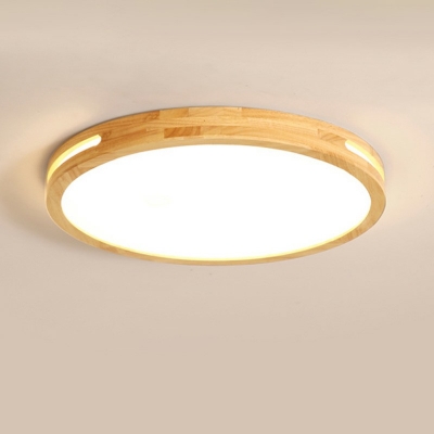 Round Ceiling Light Wood and Acrylic Shade Contemporary Flush Mount Lighting for Balcony, 16