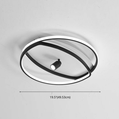 Round Flush Mount Lamp 2 Lights Modern Dimmable Metal and Acrylic Shade Ceiling Light for Bedroom