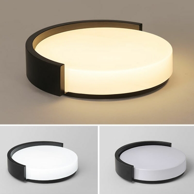 Round Flush Mount Lamp Contemporary Modern Metal and Acrylic Shade LED Ceiling Light for Bedroom