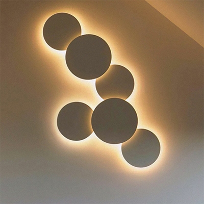 Round Wall Sconce Light Modern Nordic Metal Shade Wall Light for Bedroom, 12
