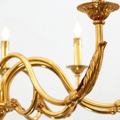 Simple Vintage Chandelier 8 Head Gold Color Ceiling Chandelier for Bedroom