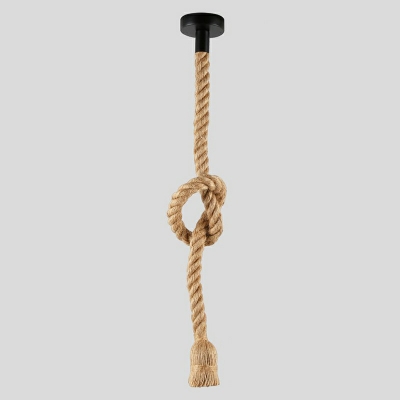 Single Naked Bulb Design Pendant Farmhouse Stranded Hemp Rope Pendulum Light