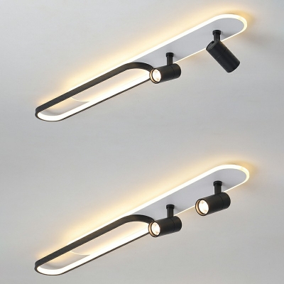 Track Lighting Ceiling Arcylic Shade Modernism Semi Flush Light Fixture in Natural Light