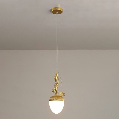 1-Head Art Deco Squirrel Lamp Holder Hanging Light Pine Cone Pendant Lamp for Bedroom