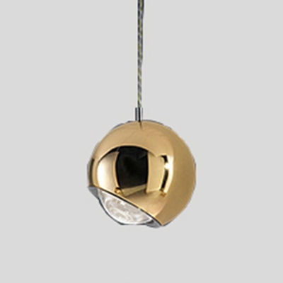 1-Light Globe Suspended Lighting Fixture Metal Mirror Ball Pendant Light