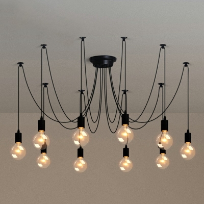 10-Light Swag Multiple Pendant Light Factory Style Spider Shape Metal Pendulum Lights