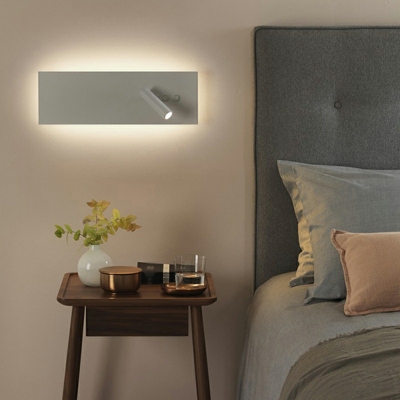 2 Light Bedside LED Reading Lamp with Rectangular Metal Base Wall Mount Light Rotatable Spotlight Design Wall Lighting