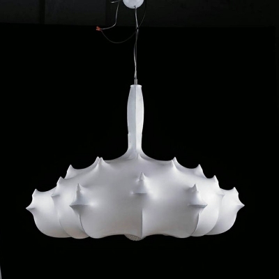 3 Lights Hanging Light Fixtures White Abstract Hanging Light Kit in Silk