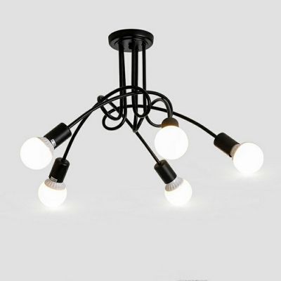 5-Light Flush Mount Light Modern Style Angled Tangle Shape Metal Ceiling Light