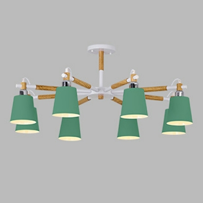 8 Lights Minimalist Macaron Hanging Ceiling Light Metal Hanging Chandelier for Sitting Room