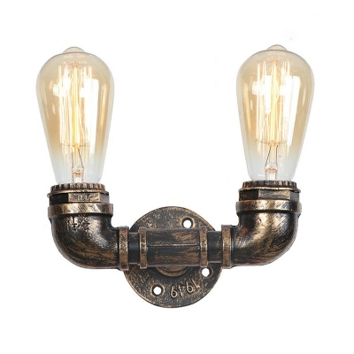 Bare Bulb Mini Wall Sconce Industrial Metal 1 Light Wall Mount Light in Antique Brass