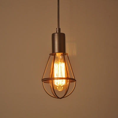 Black Bulb Shape Hanging Light Fixtures Vintage Industrial Iron 1 Light Pendant Lighting for Restaurant