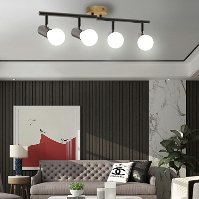 Black Living Room Ceiling Track Lighting Iron Modernism Semi Flush Light Fixture