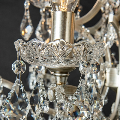 Candlestick Hanging Lamp Rustic Countryside Crystal Chandelier Light for Living Room Dining Room