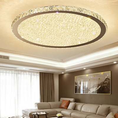 Circular Flush Mount Ceiling Fixture Dimmable Contracted Crystal Light for Living Room, 9