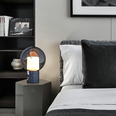 Dome Glass Shade Nightstand Lamp Modernist 1 Head Task Lighting in Grey