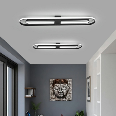 Double Oval Flushmount Lighting Minimalism Aluminum LED Flush Ceiling Light in White Light