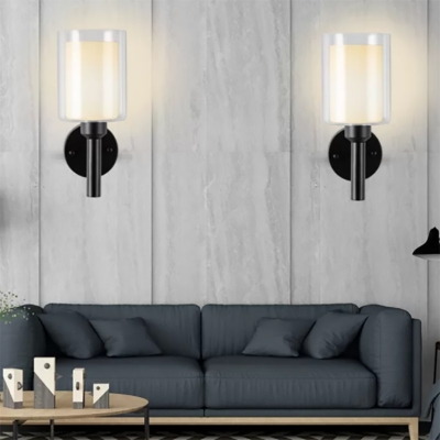 Glass Cylinder Wall Sconce Single Bulb LED Modern Stylish Wall Lamp for Living Room