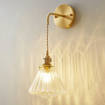Glass Wall Mounted Light Fixture 1 Light Wall Light Fixture with Glass in Gold