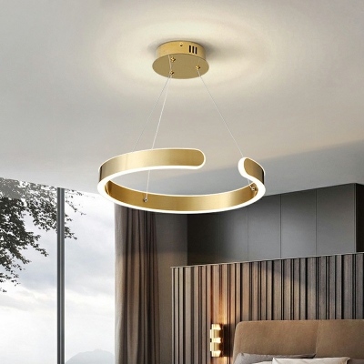 Gold Hanging Light Fixtures Modern 1 Light Minimalist Metal Pendant Light for Restaurant