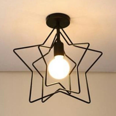 Kitchen Ceiling Mount Light Metal Single Light Simple Style Ceiling Fixture in Black
