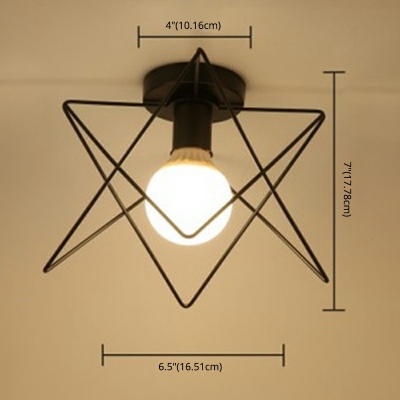 Kitchen Ceiling Mount Light Metal Single Light Simple Style Ceiling Fixture in Black