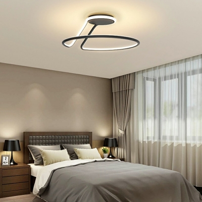 Linear Iron Semi-Flushmount Light Modern Crossed Design LED Ceiling Light