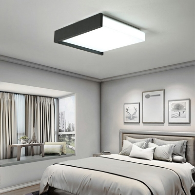 Metal LED Flush Mount Light Simple Style Acrylic Ceiling Lamp in Black for Bedroom