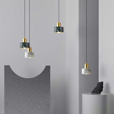 Minimalisma Style LED Pendant Light Marble Downward Hanging Light for Bedside
