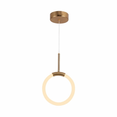 Modern Hanging Light Fixtures Gold Ceiling Pendant Light Ring in 1-Light
