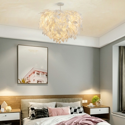 Modern Hanging Lights Feather Chandelier for Living Room Children's Room Bedroom