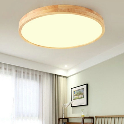 Modern Minimalist Geometric Round Ultra-thin Solid Wood Ceiling Lamp Adjustable Lights